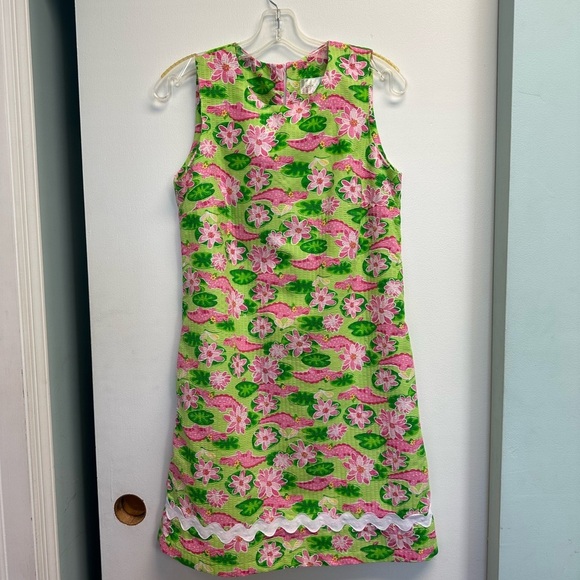 Vibrant Green and Pink Sleeveless Crew Neck Mini Dress - Picture 1 of 4